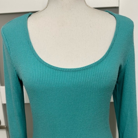 Walter Baker Jolene Ribbed Knit Dress Long Sleeve Aqua Medium NWT RETAIL $248.00 - Picture 4 of 9